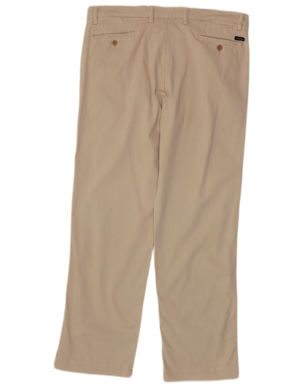 Ivy Oxford Pantalón chino recto para hombre W34 L30 Algodón beige