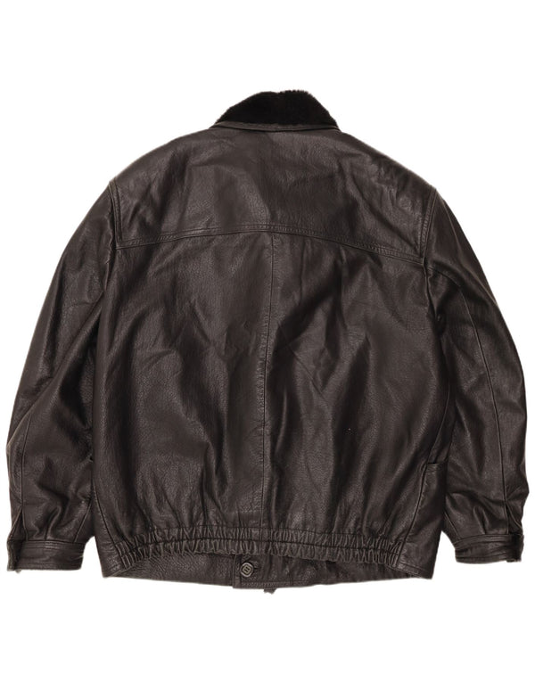 Fibok Chaqueta de cuero para hombre IT 54 2XL Cuero negro