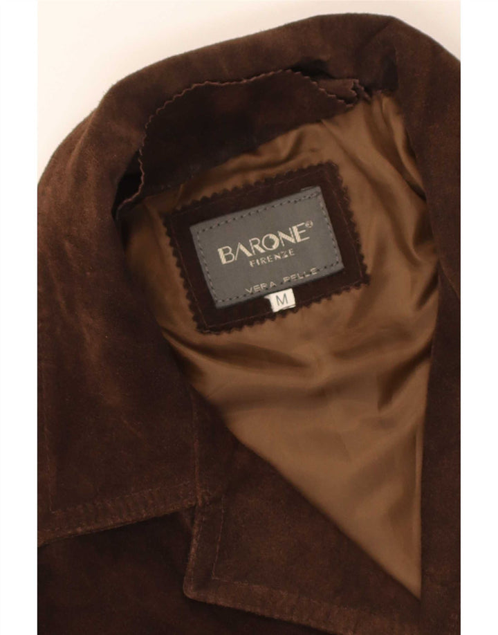Barone Chaqueta de ante para hombre UK 38 Cuero marrón medio