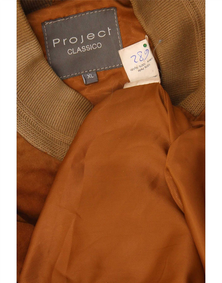 Project Classico Chaqueta bomber de ante para hombre UK 42 XL Cuero marrón