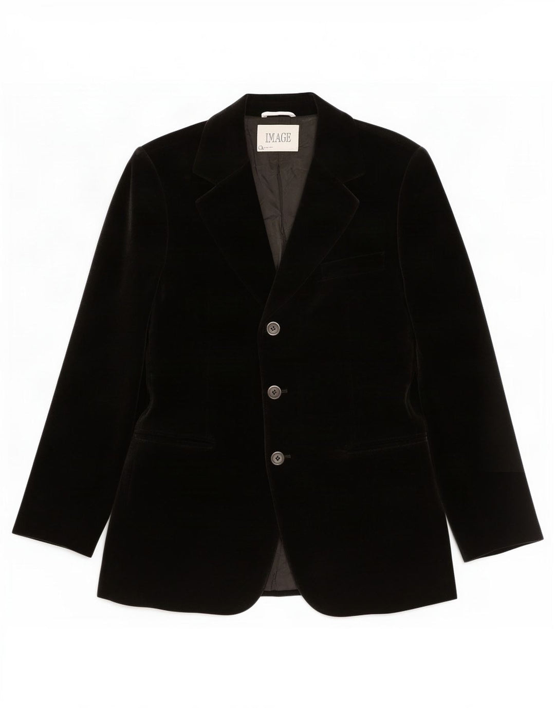 Vintage mujer 3 botones terciopelo Blazer chaqueta Reino Unido 14 medio negro