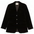 Vintage mujer 3 botones terciopelo Blazer chaqueta Reino Unido 14 medio negro