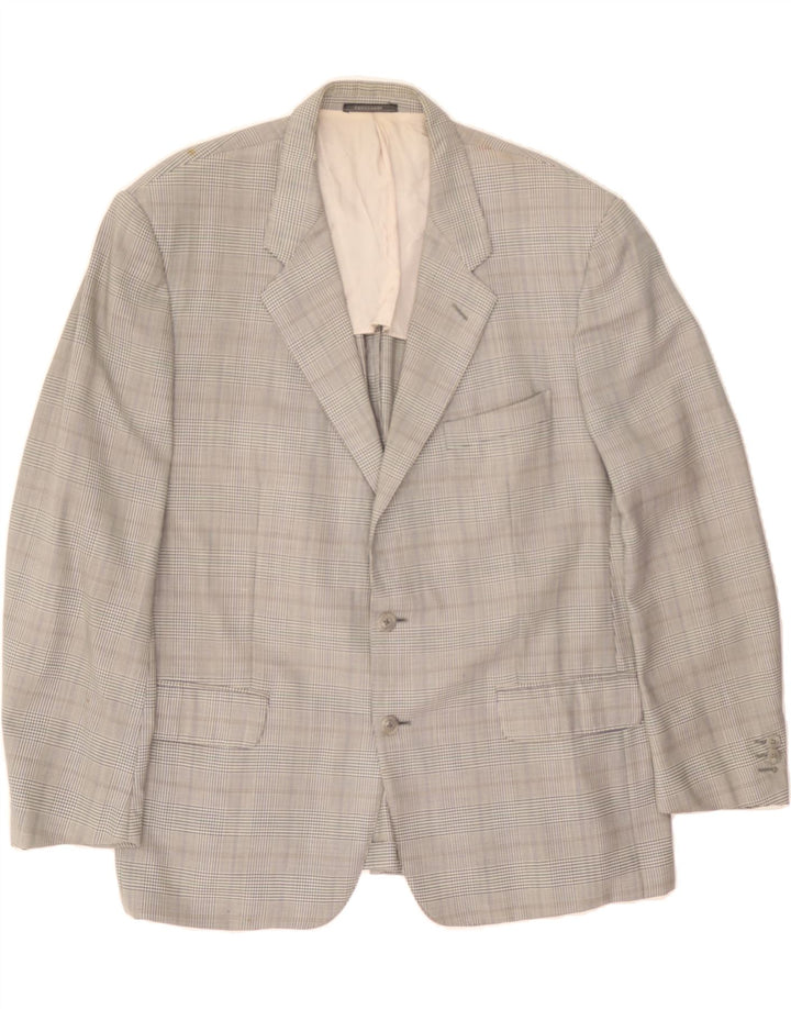 TRUSSARDI Mens 2 Button Blazer Jacket UK 40 Large Grey Houndstooth Vintage Trussardi and Second-Hand Trussardi from Messina Hembry 