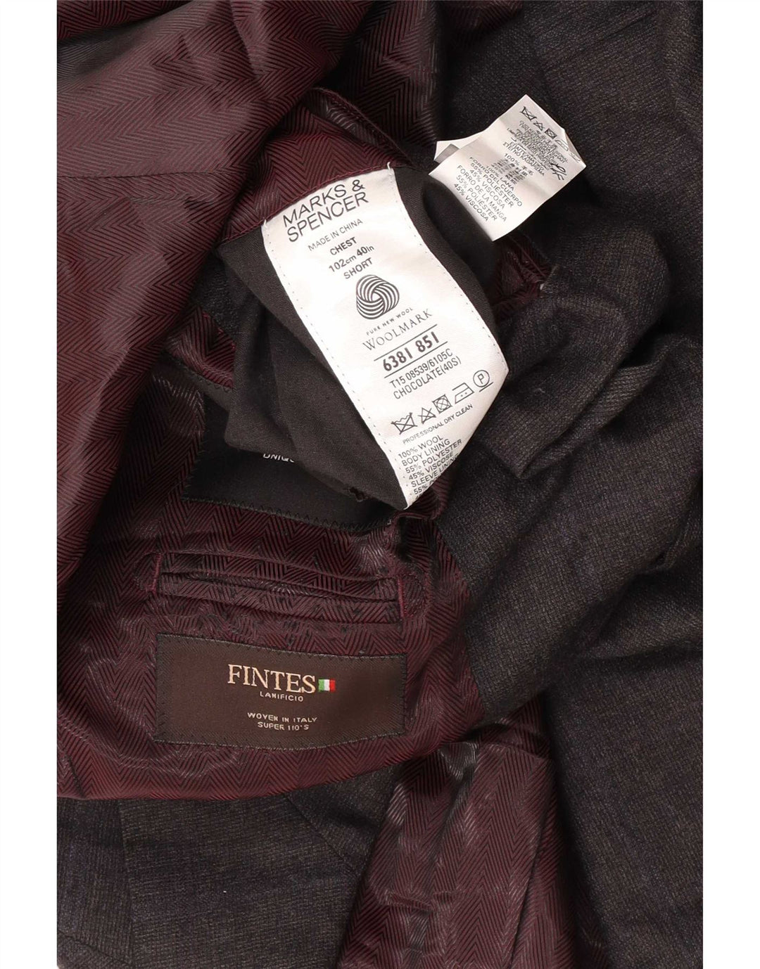 Marks & Spencer Chaqueta tipo blazer de 2 botones para hombre UK 40 Lana gris medio