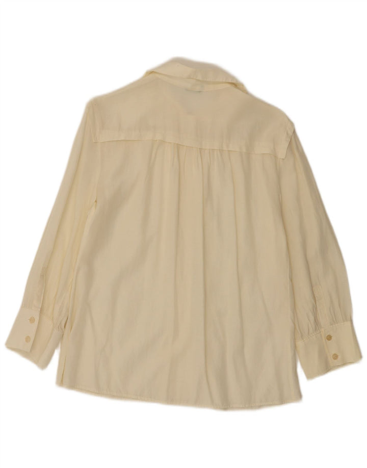 Benetton Blusa Camisera Mujer UK 44 Large Blanco Roto