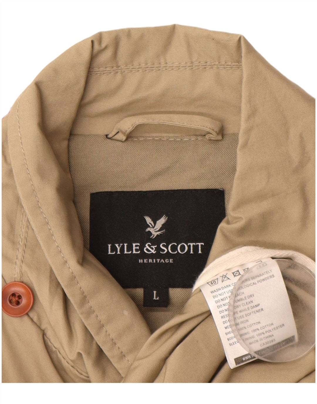 LYLE & SCOTT Chaqueta utilitaria para hombre UK 40 Grande Algodón beige
