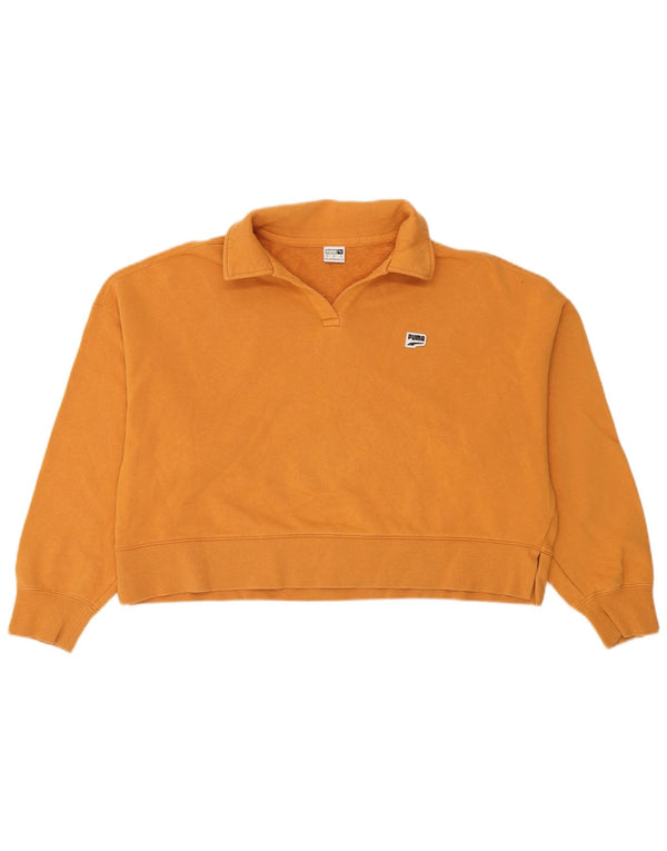 Puma - Sudadera con cuello tipo polo para mujer, talla grande, color amarillo