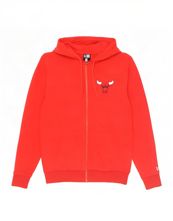 New Era Mens Chicago Bulls Zip Hoodie Sweater Medium Red Cotton