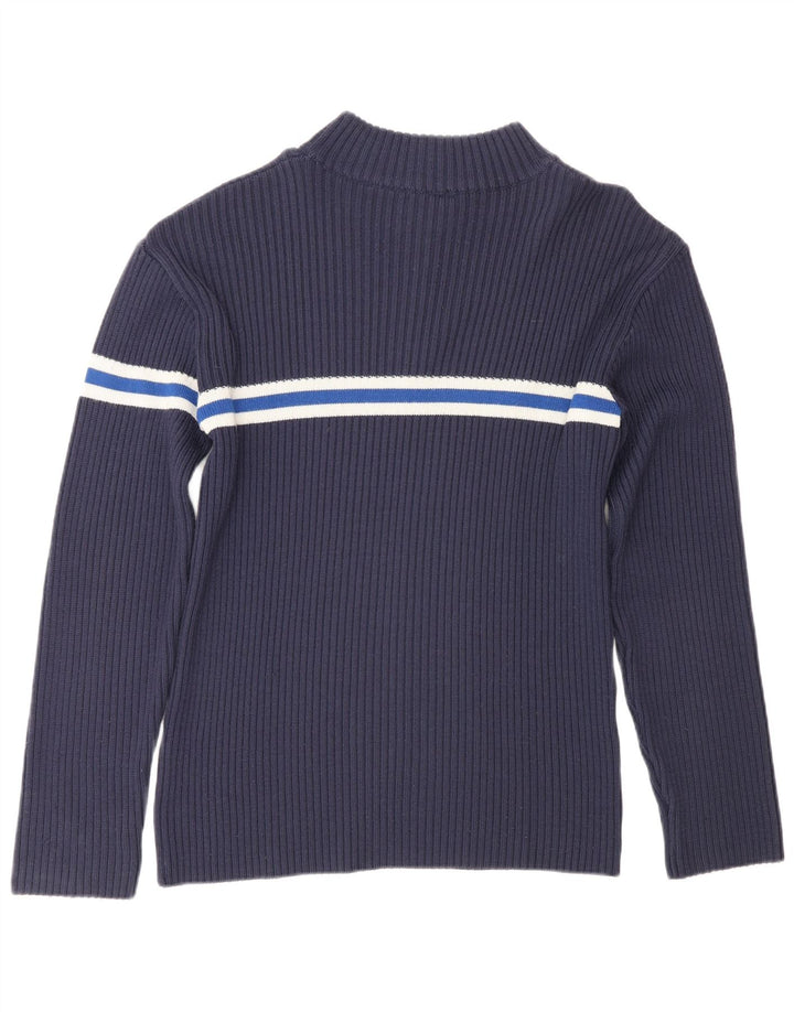 Fila Mens Zip Neck Jumper Sweater IT 50 Medium Azul Marino Rayas