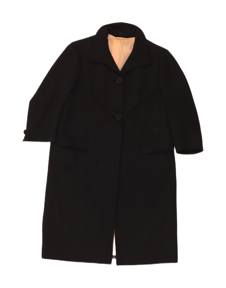 VINTAGE Womens Overcoat UK 10 Small Black