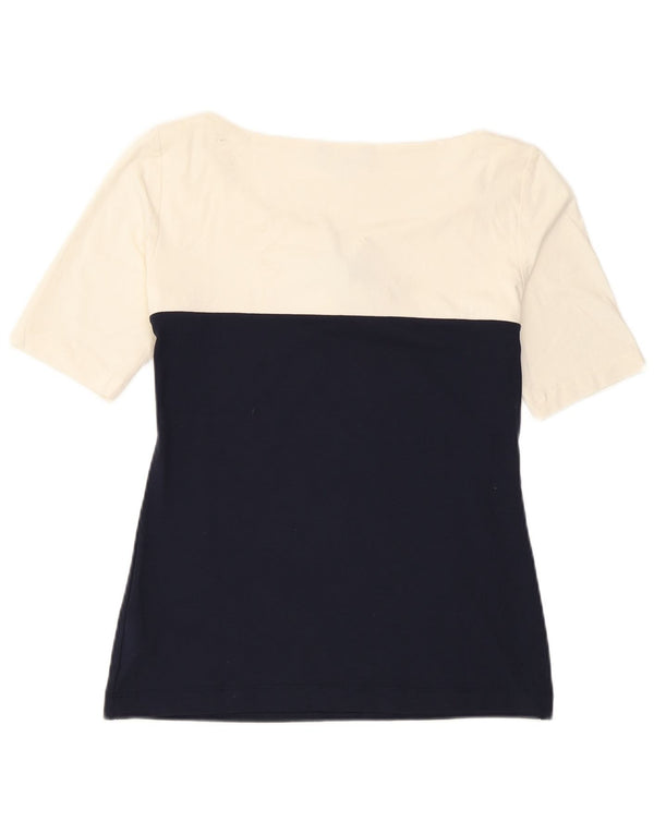 Luisa Spagnoli Blusa para mujer Top UK 10 Small White Colourblock Viscosa