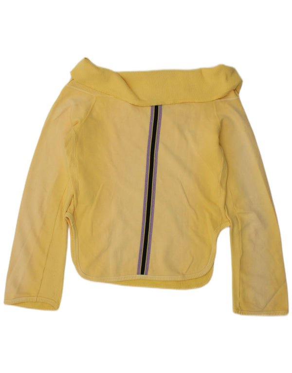 Diesel Mujer Crop Shawl Neck Sudadera Jumper UK 40 Grande Amarillo Rayas