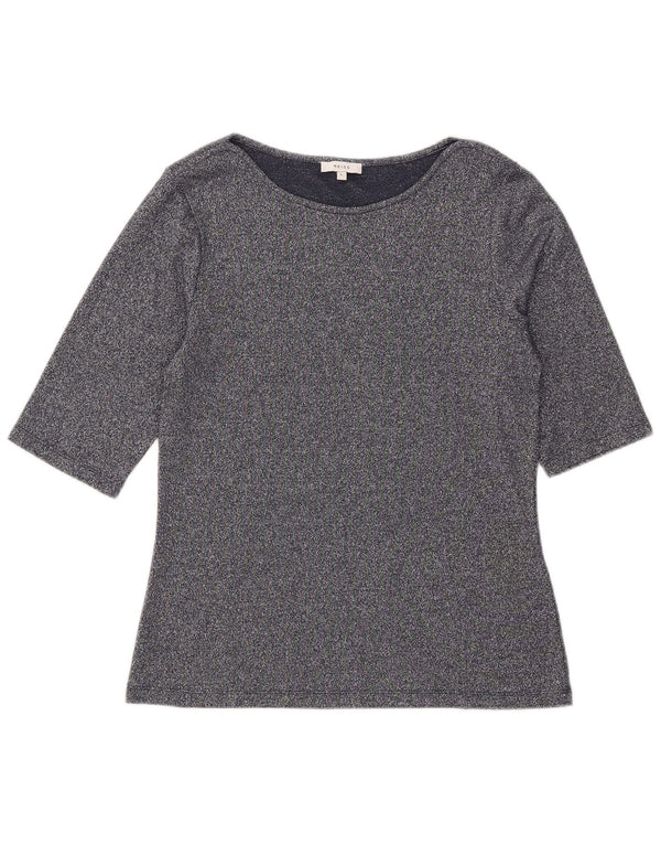 Top Reiss para mujer manga 3/4 UK 44 Grande Viscosa moteada azul marino