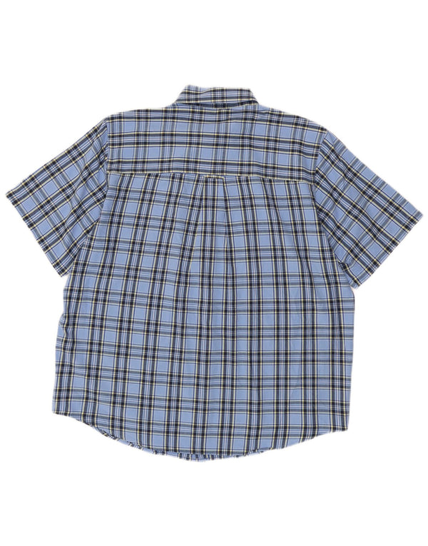 Chaps Camisa de manga corta para hombre de algodón a cuadros azul grande