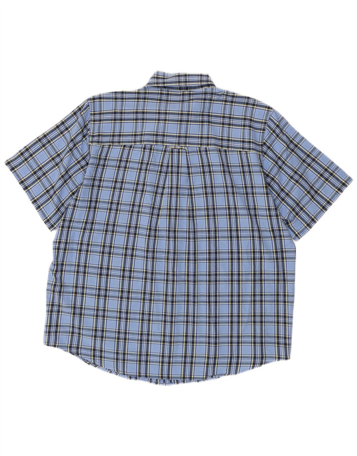 Chaps Camisa de manga corta para hombre de algodón a cuadros azul grande