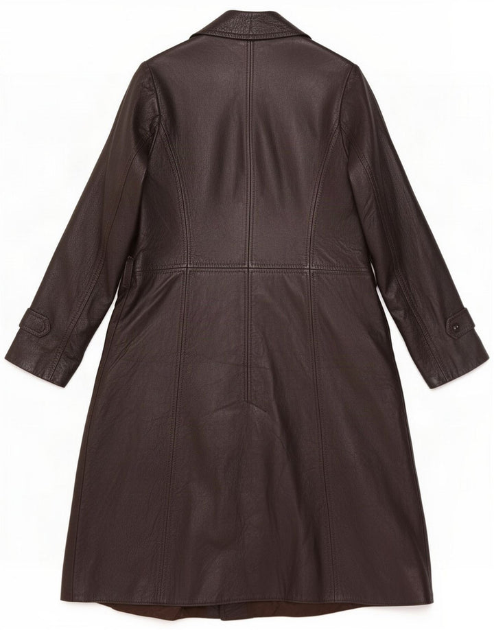 Abrigo de cuero vintage para mujer ES 44 Marrón medio