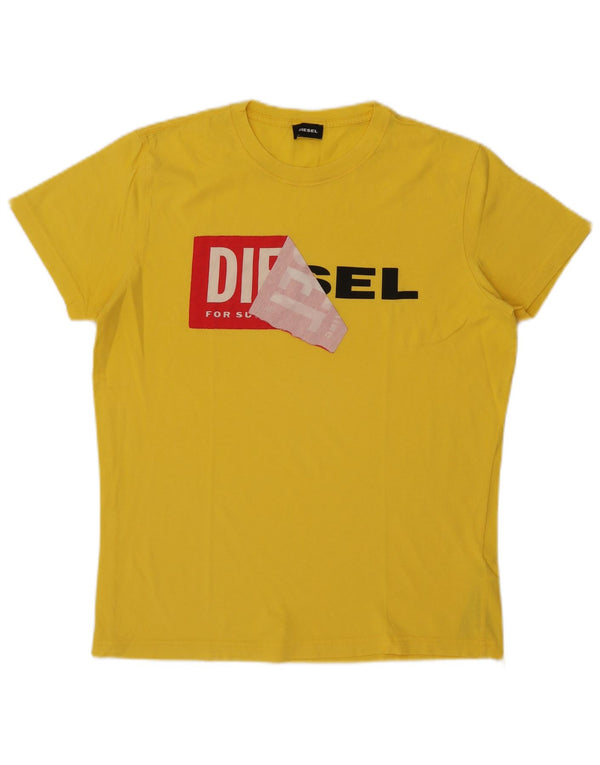 Diesel Hombre Camiseta Gráfica Top Grande Algodón Amarillo