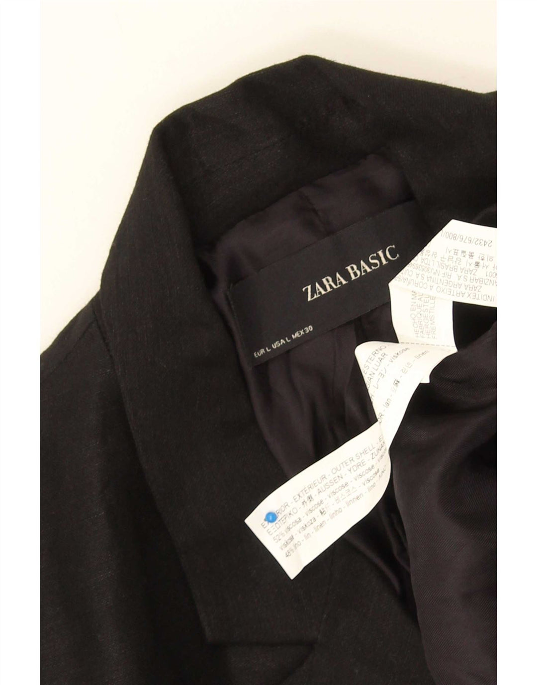 Zara Chaqueta tipo blazer cruzada para mujer UK 46 Large Viscosa negra