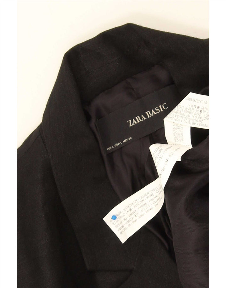 Zara Chaqueta tipo blazer cruzada para mujer UK 46 Large Viscosa negra