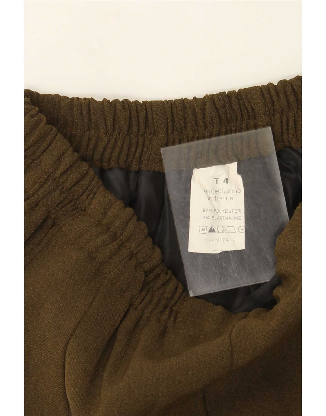 Falda acampanada vintage para mujer W28 Poliéster caqui medio
