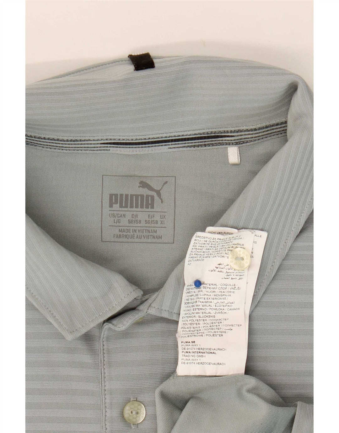 Puma Polo Hombre XL Gris Rayas Poliéster