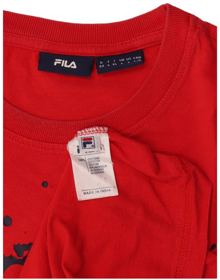 Fila - Camiseta gráfica para hombre, talla grande, algodón rojo