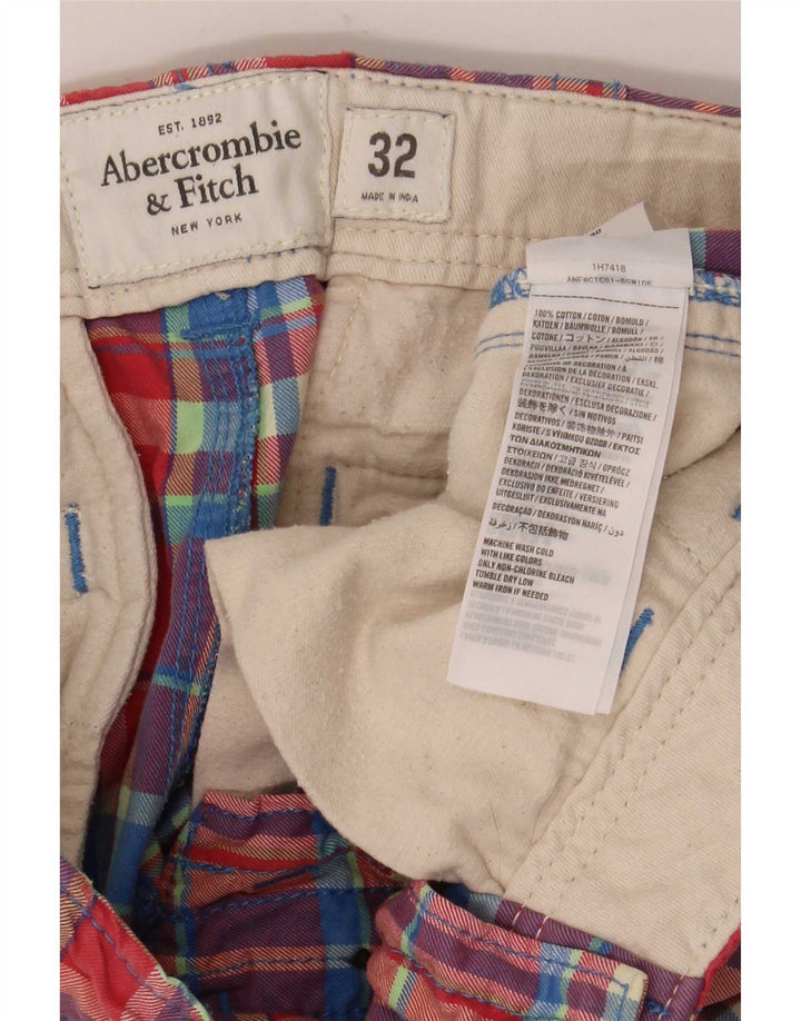 Abercrombie & Fitch Pantalones cortos chinos para hombre W32 Algodón a cuadros multicolor mediano
