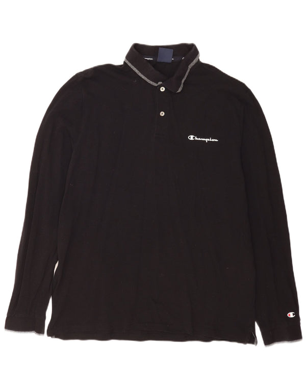 Champion Polo de manga larga para hombre 2XL Algodón negro