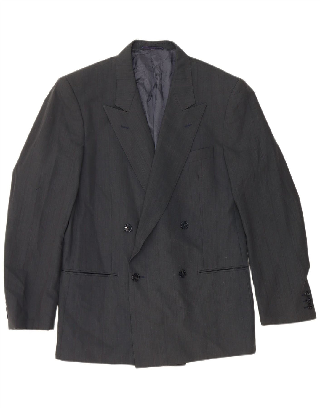 Mario Zegna Chaqueta tipo blazer con doble botonadura para hombre IT 48 Lana azul marino mediana