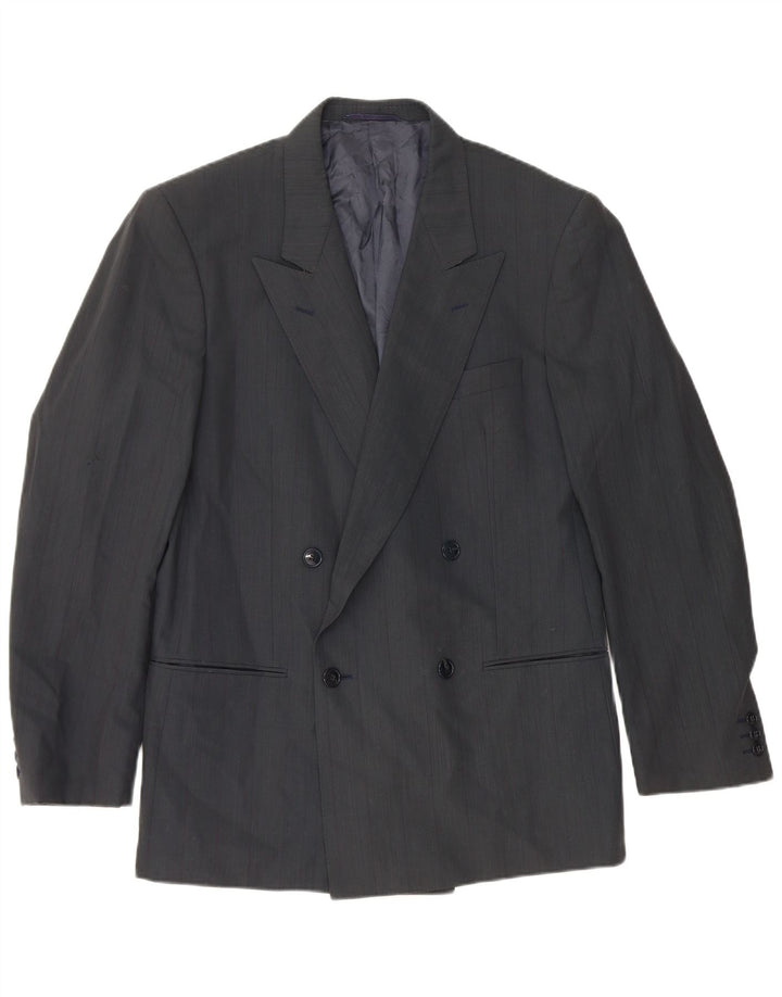 Mario Zegna Chaqueta tipo blazer con doble botonadura para hombre IT 48 Lana azul marino mediana