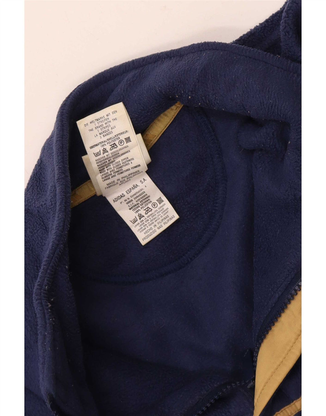 Adidas - Jersey de forro polar con cuello y cremallera para hombre, talla 40/42, poliéster azul marino mediano
