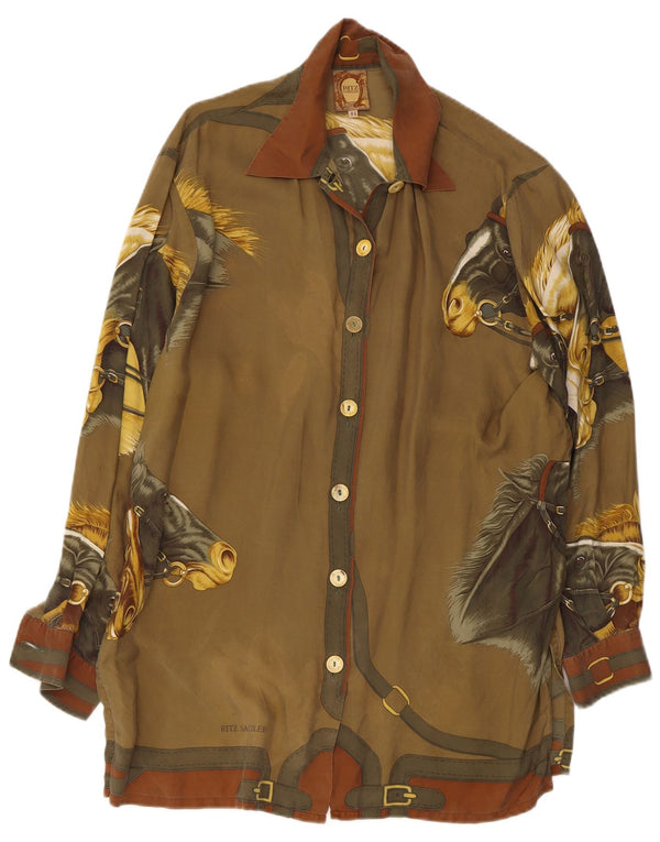Ritz Saddler Vestido camisero de equitación para mujer IT 44 Estampado animal caqui mediano