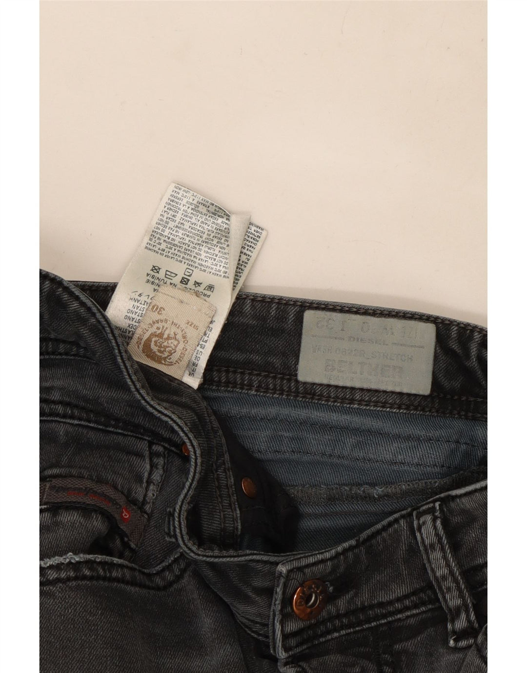 Diesel Mujer Belther Regular Slim Jeans W30 L30 Algodón Gris