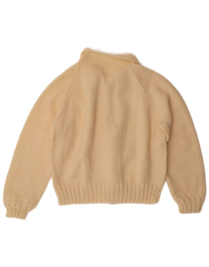 Vintage mujer crop cardigan suéter Reino Unido 14 medio beige floral