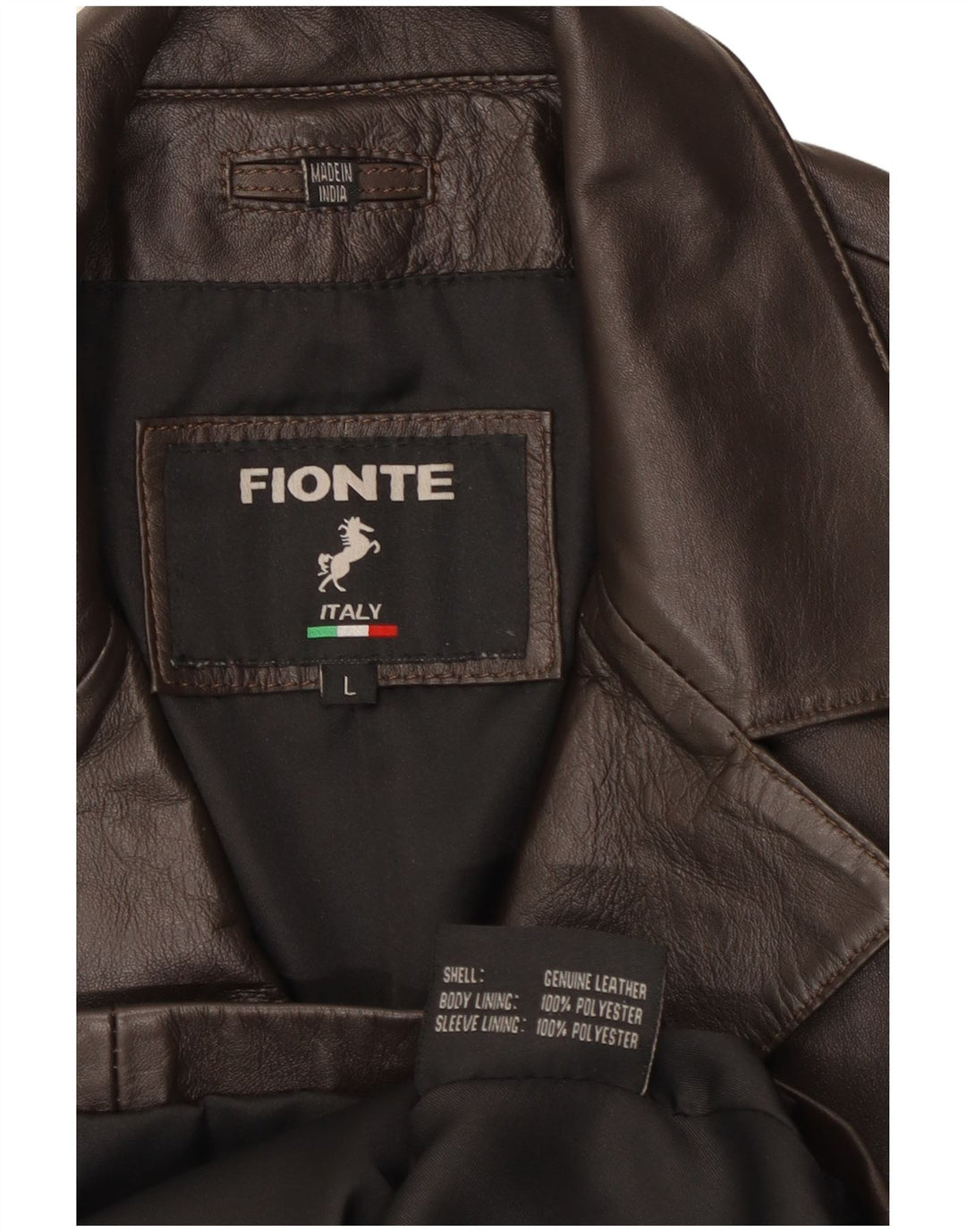 Fionte Chaqueta Blazer de Cuero con 4 Botones para Mujer UK 46 Grande Cuero marrón