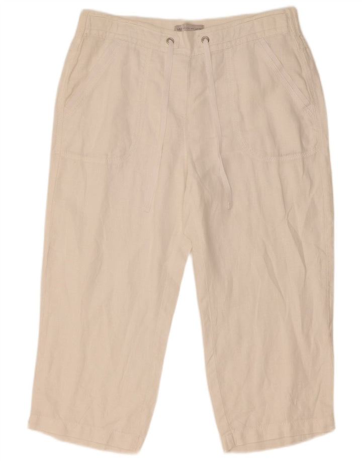 Pantalones capri rectos para mujer Marks & Spencer W32 L21 Lino blanco