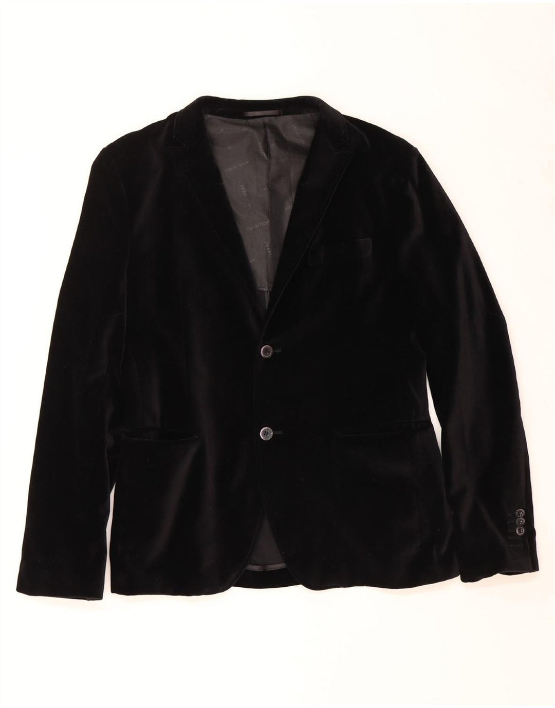 VINTAGE Chaqueta Blazer de Terciopelo de 2 Botones para Hombre Reino Unido 36 Pequeño Negro