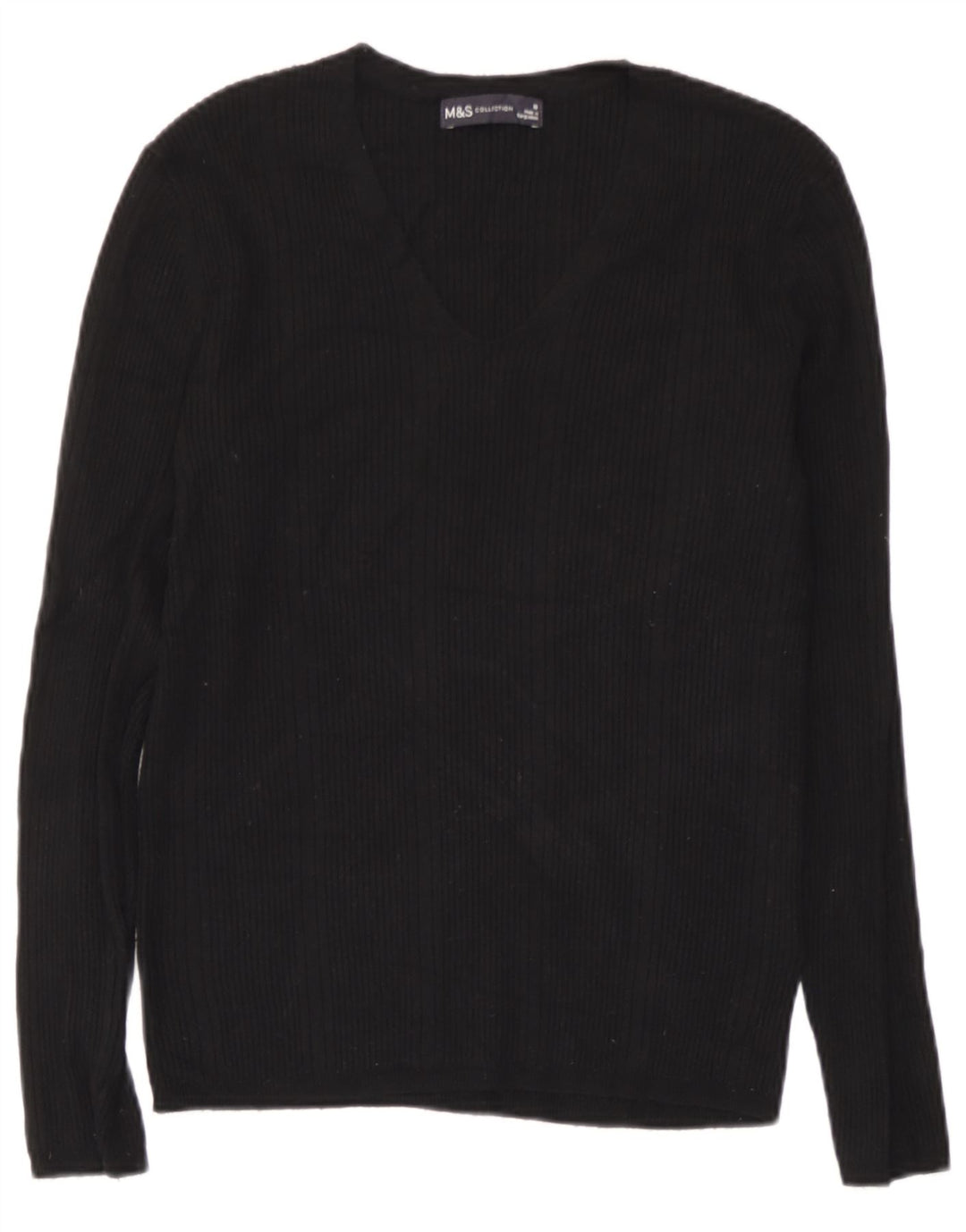 Marks & Spencer Top para mujer de manga larga UK 10 Small Viscosa a rayas negras