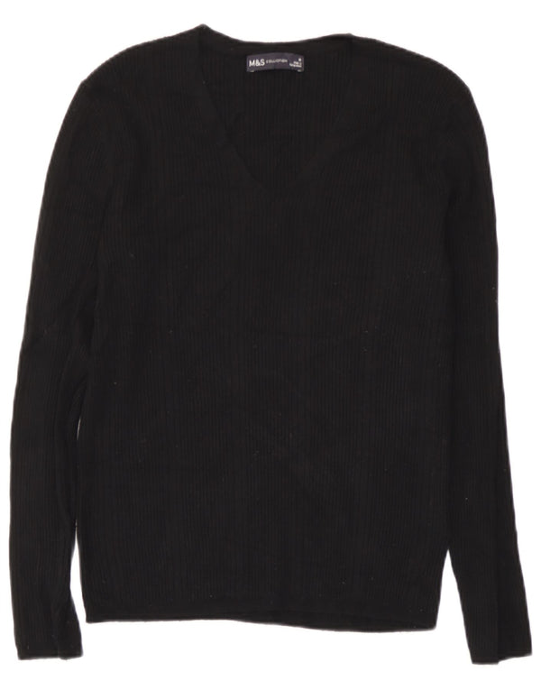 Marks & Spencer Top para mujer de manga larga UK 10 Small Viscosa a rayas negras
