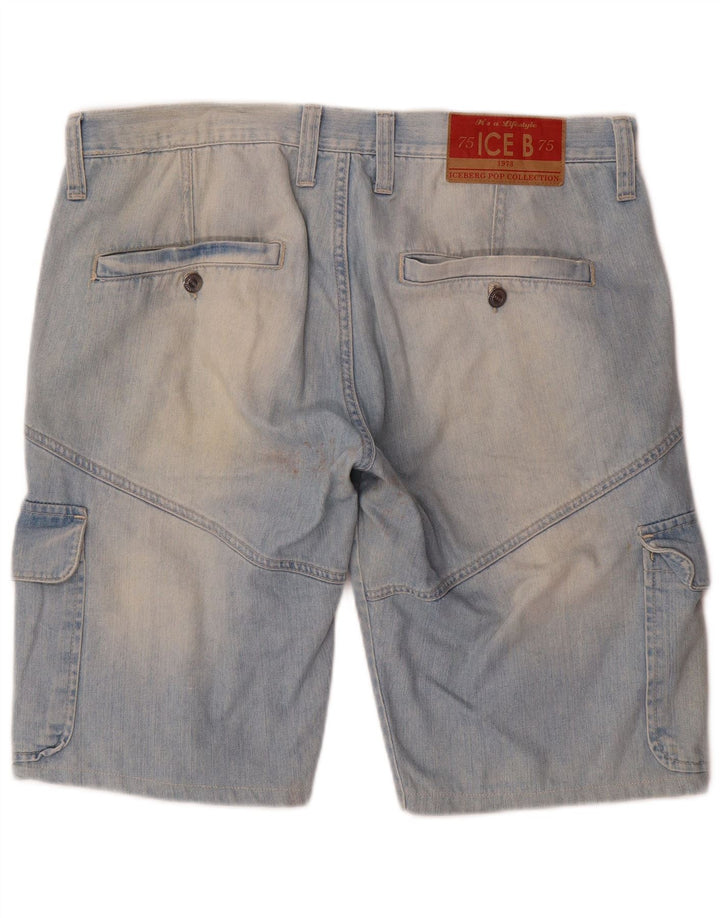 Iceberg Pantalones cortos vaqueros cargo para hombre W36 Algodón azul grande