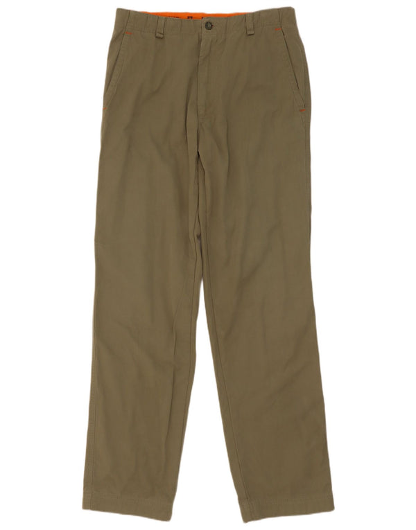 Zip Mens Straight Cargo Trousers IT 48 Medium W32 L34 Khaki Cotton