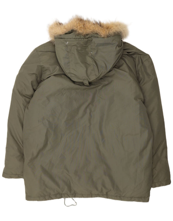 Abrigo acolchado con capucha para hombre Gas UK 44 2XL Caqui