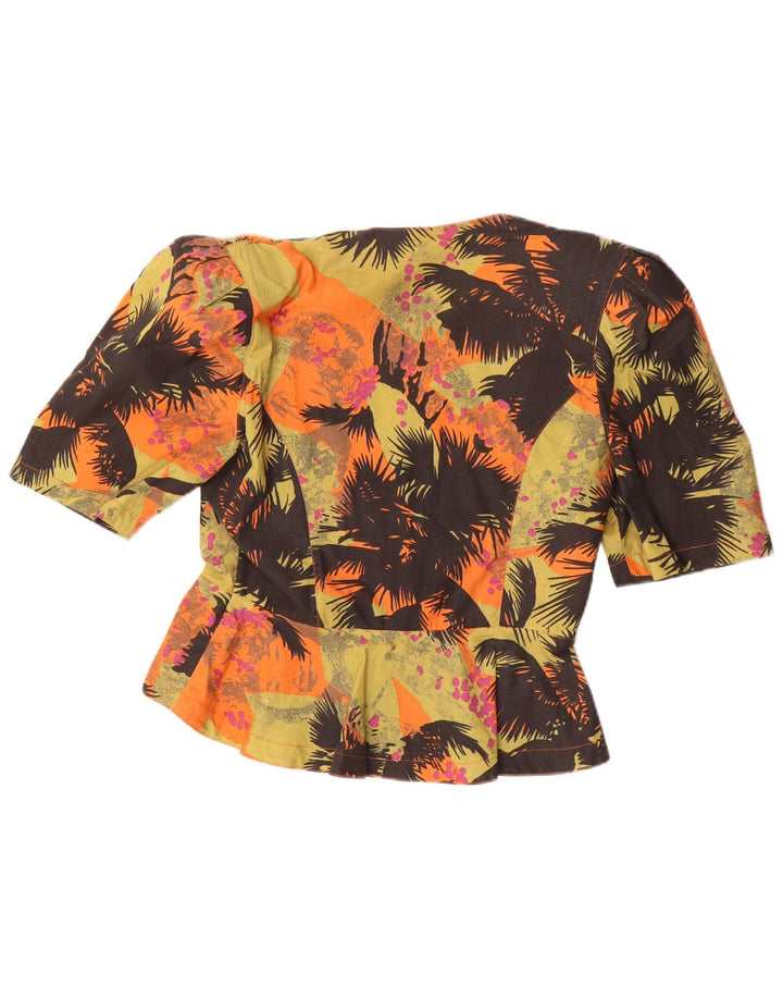 VINTAGE Mujer Patrón Abstracto Camisa Blusa Reino Unido 14 Medio Multicolor