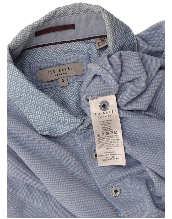 Ted Baker Polo para hombre talla 3 mediano azul modal