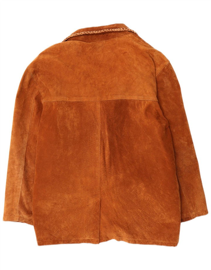 Vintage hombres ante chaqueta Reino Unido 42 XL cuero marrón