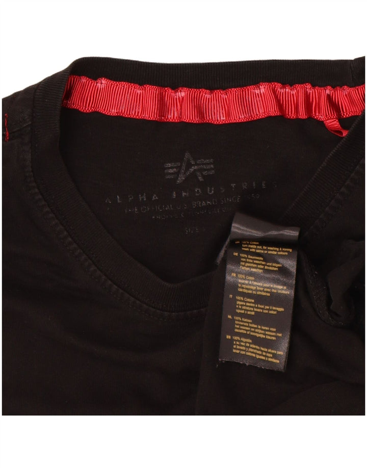 Alpha Industries - Camiseta gráfica para hombre, talla pequeña, algodón negro