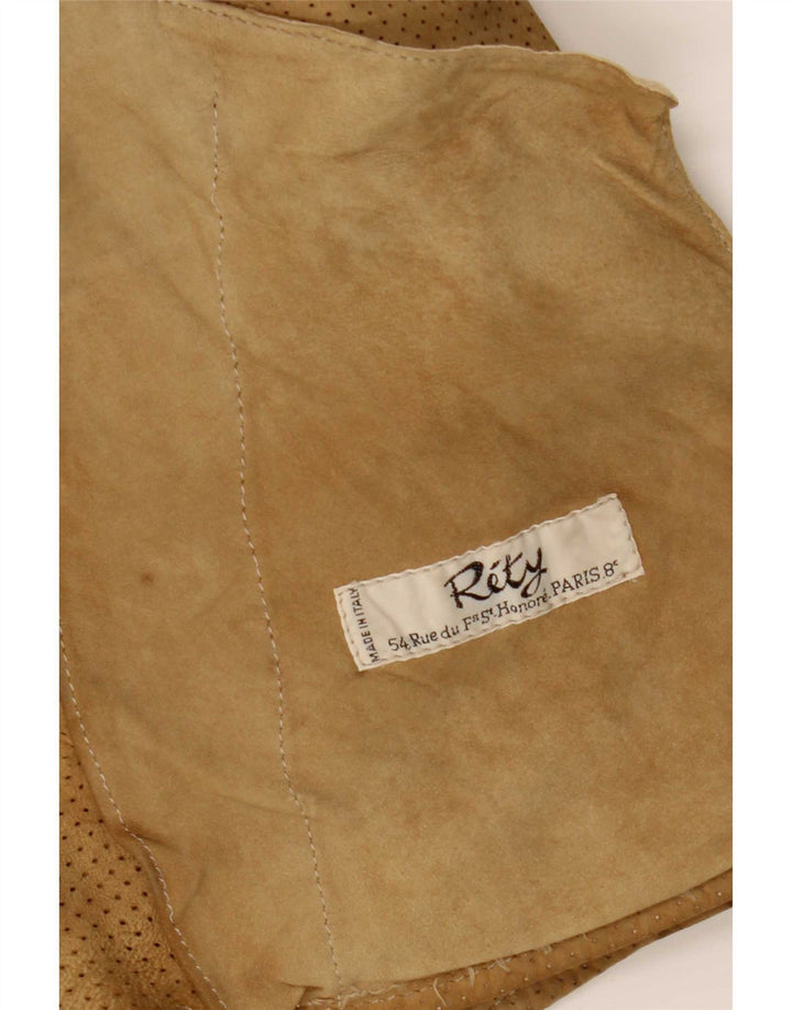 Vintage hombres ante chaqueta Reino Unido 34 XS Beige