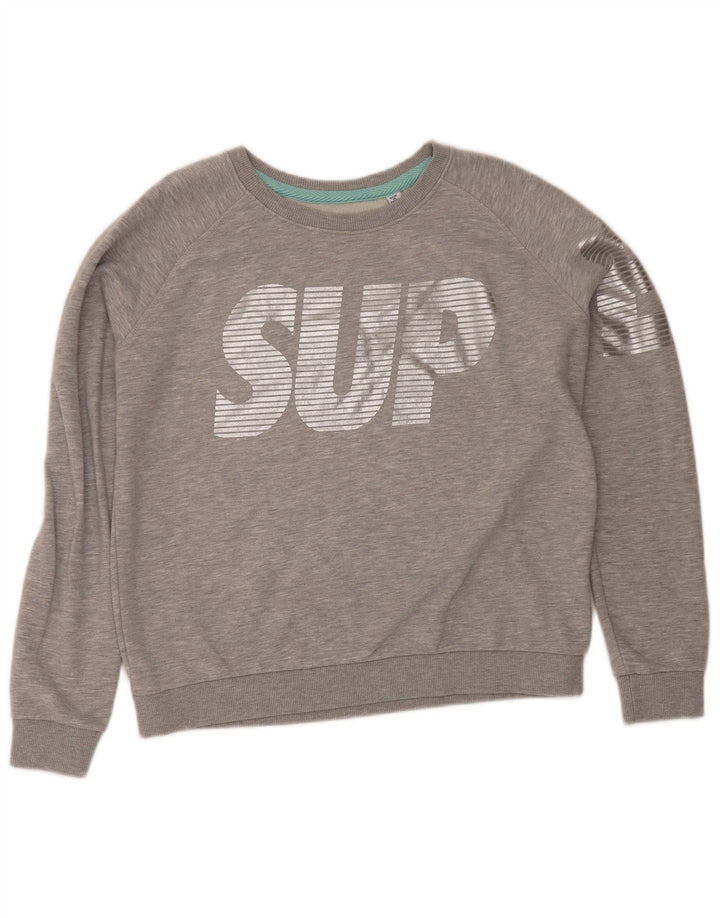 Superdry Mujer Sudadera Gráfica Jumper UK 46 Grande Gris Moteado