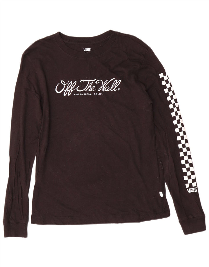 VANS Mujer Gráfico Top Manga Larga UK 10 Small Negro