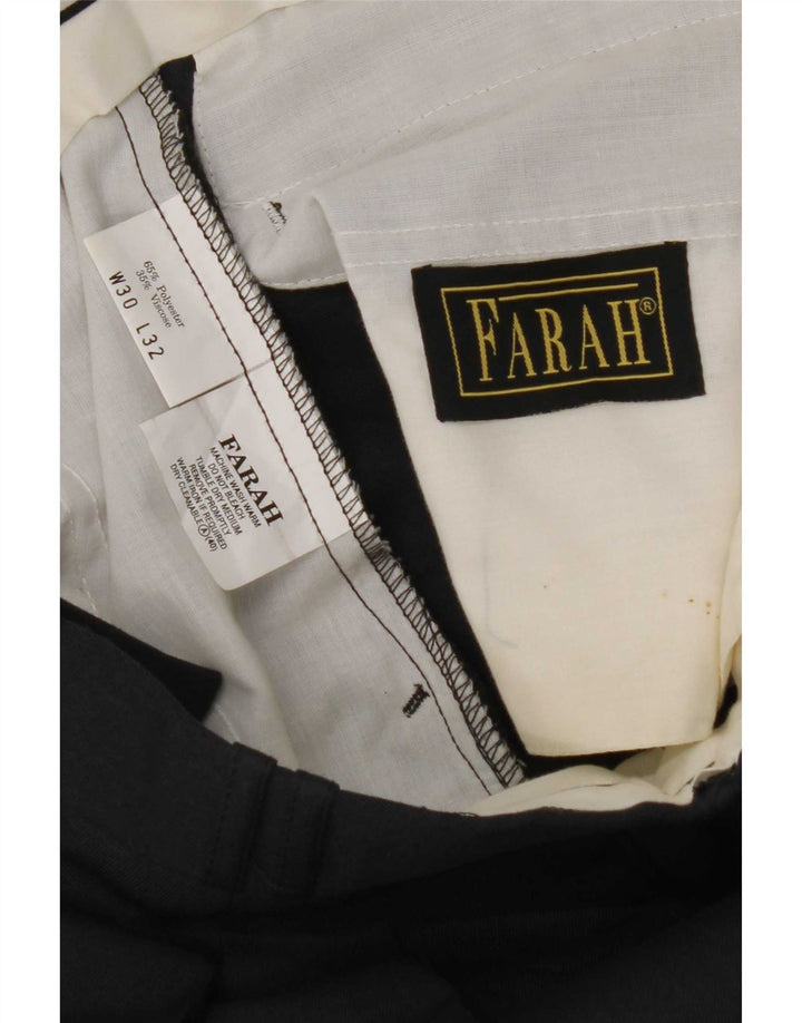 Farah Pantalón de traje con pinzas para hombre W30 L28 Poliéster azul marino